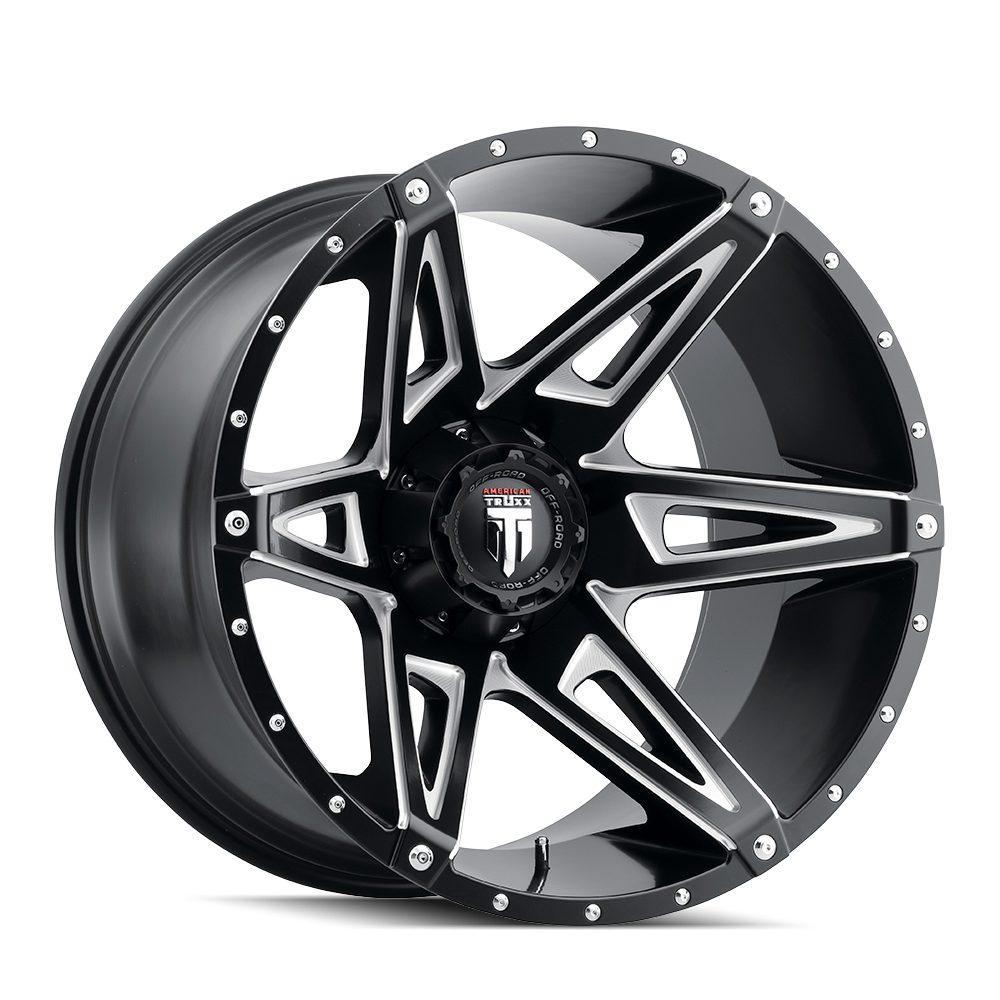 Kutz AT1902 Gloss Black Milled 18X9 Off Road Wheels American Truxx