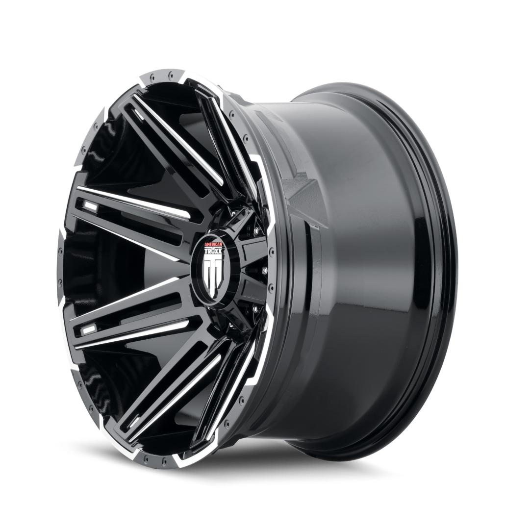 Boom AT1903 Gloss Black Milled 22X12 Off Road Wheels American Truxx