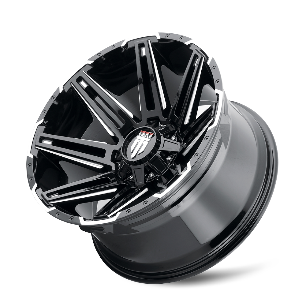 Boom AT1903 Gloss Black Milled 20X9 Off Road Wheels American Truxx