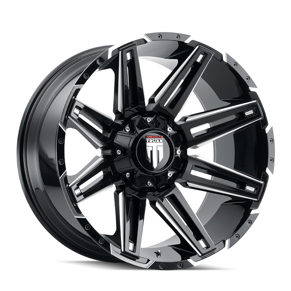 Boom AT1903 Gloss Black Milled 18X9 Off Road Wheels American Truxx
