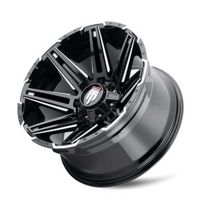 Boom AT1903 Gloss Black Milled 18X9 Off Road Wheels American Truxx