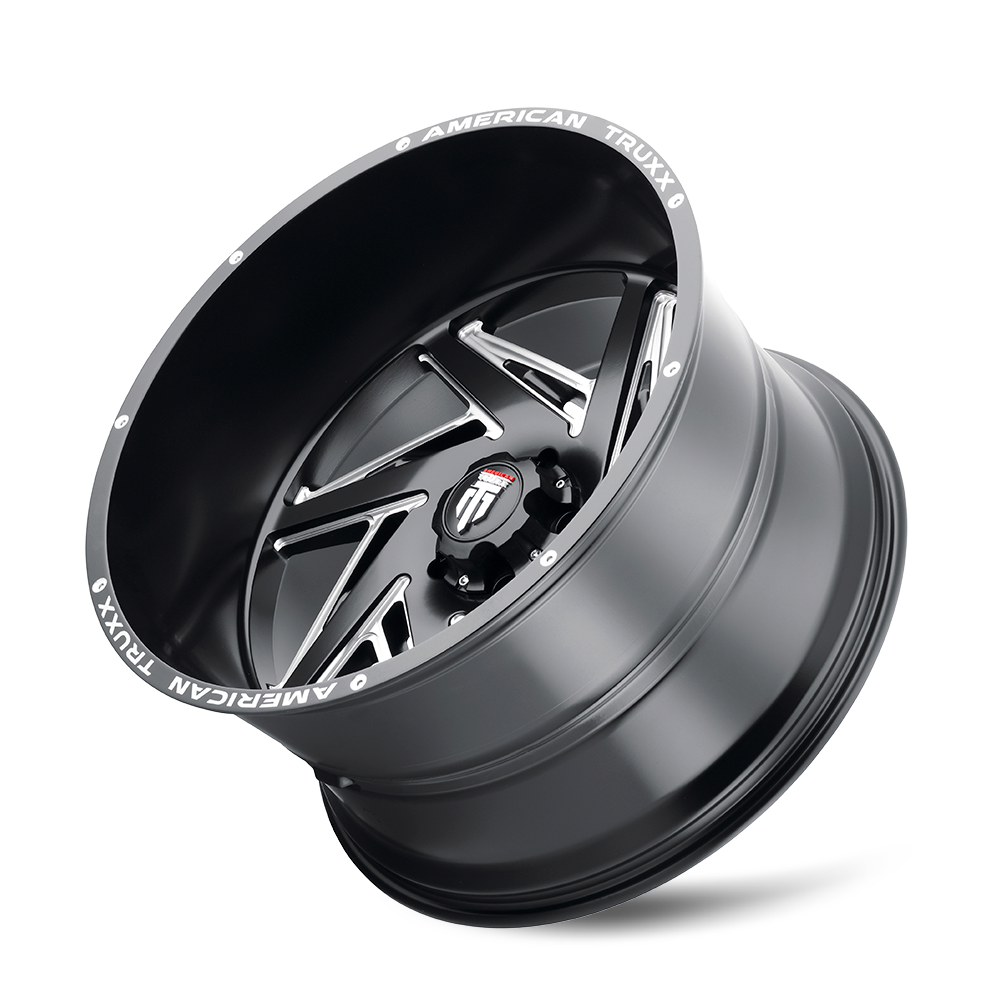 Spiral AT1906 Satin Black Milled 22X12 Off Road Wheels American Truxx