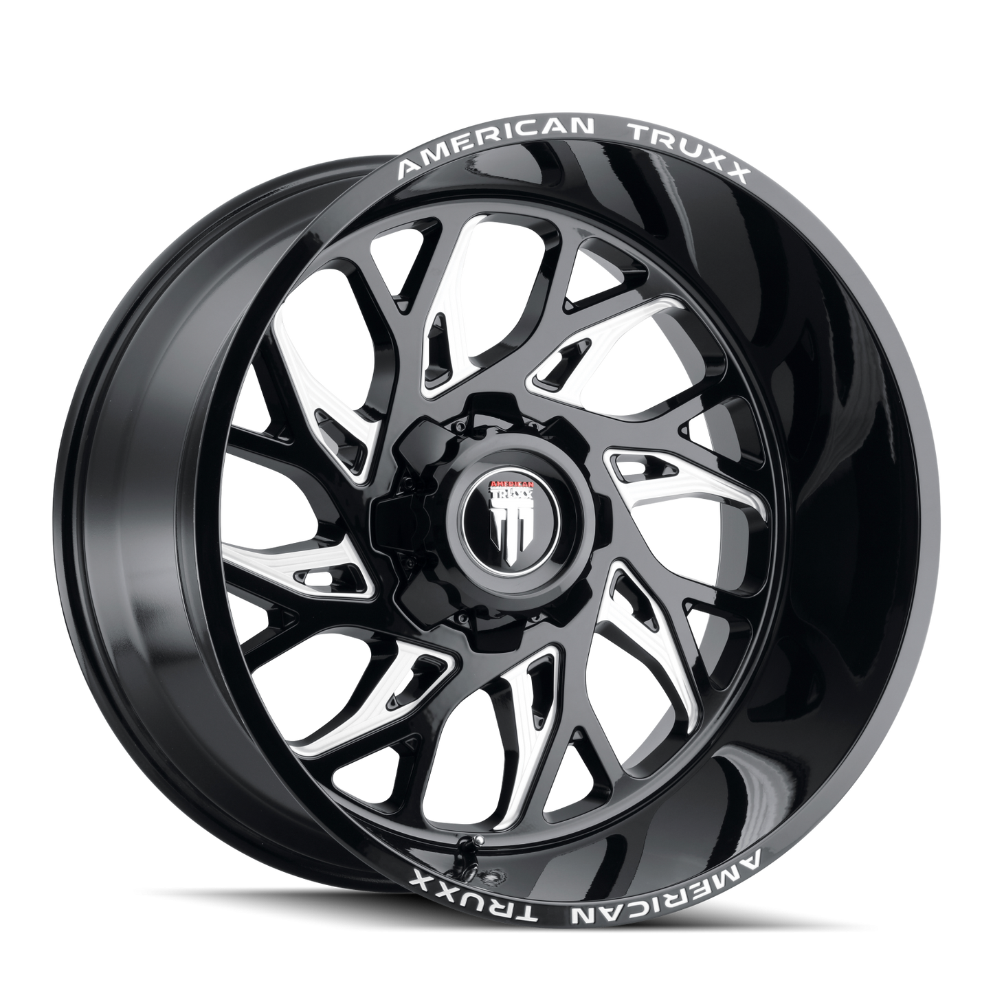 Destiny AT1913 Gloss Black Milled 22X12 Off Road Wheels American Truxx