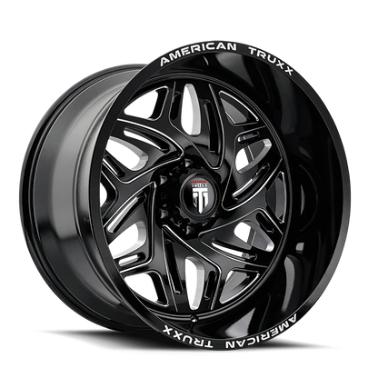 Euphoria AT1914 Black Milled 22X12 Off Road Wheels American Truxx
