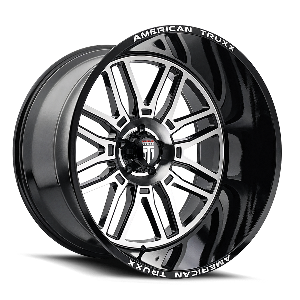 Restless AT1915 Black Machined 22X12 Off Road Wheels American Truxx