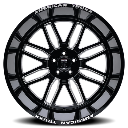 Restless AT1915 Black Milled 22X12 Off Road Wheels American Truxx