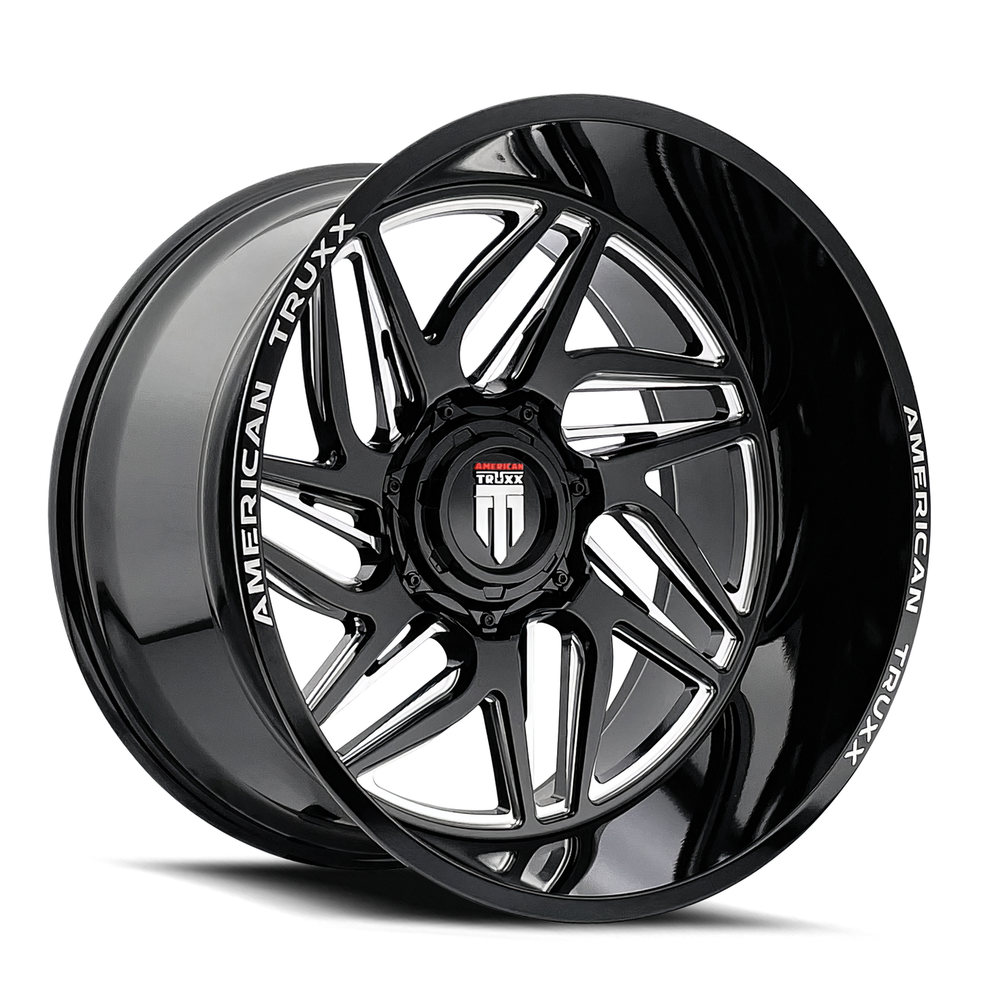 Goliath AT1917 Gloss Black Milled 22X12 Off Road Wheels American Truxx