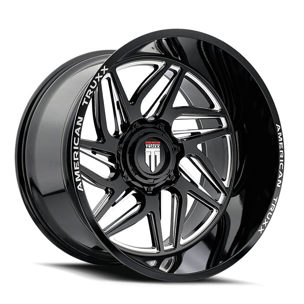 Goliath AT1917 Gloss Black Milled 22X12 Off Road Wheels American Truxx