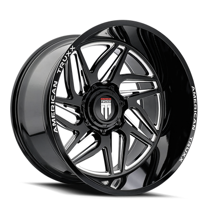 Goliath AT1917 Gloss Black Milled 22X12 Off Road Wheels American Truxx