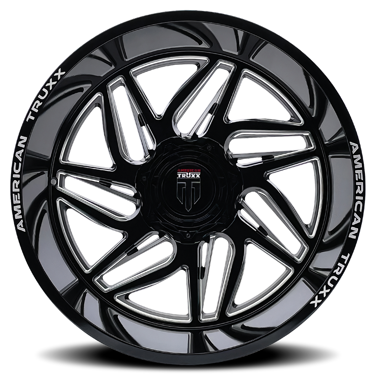 Goliath AT1917 Gloss Black Milled 22X12 Off Road Wheels American Truxx