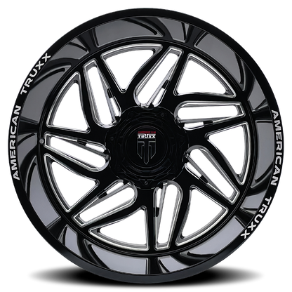 Goliath AT1917 Gloss Black Milled 22X12 Off Road Wheels American Truxx