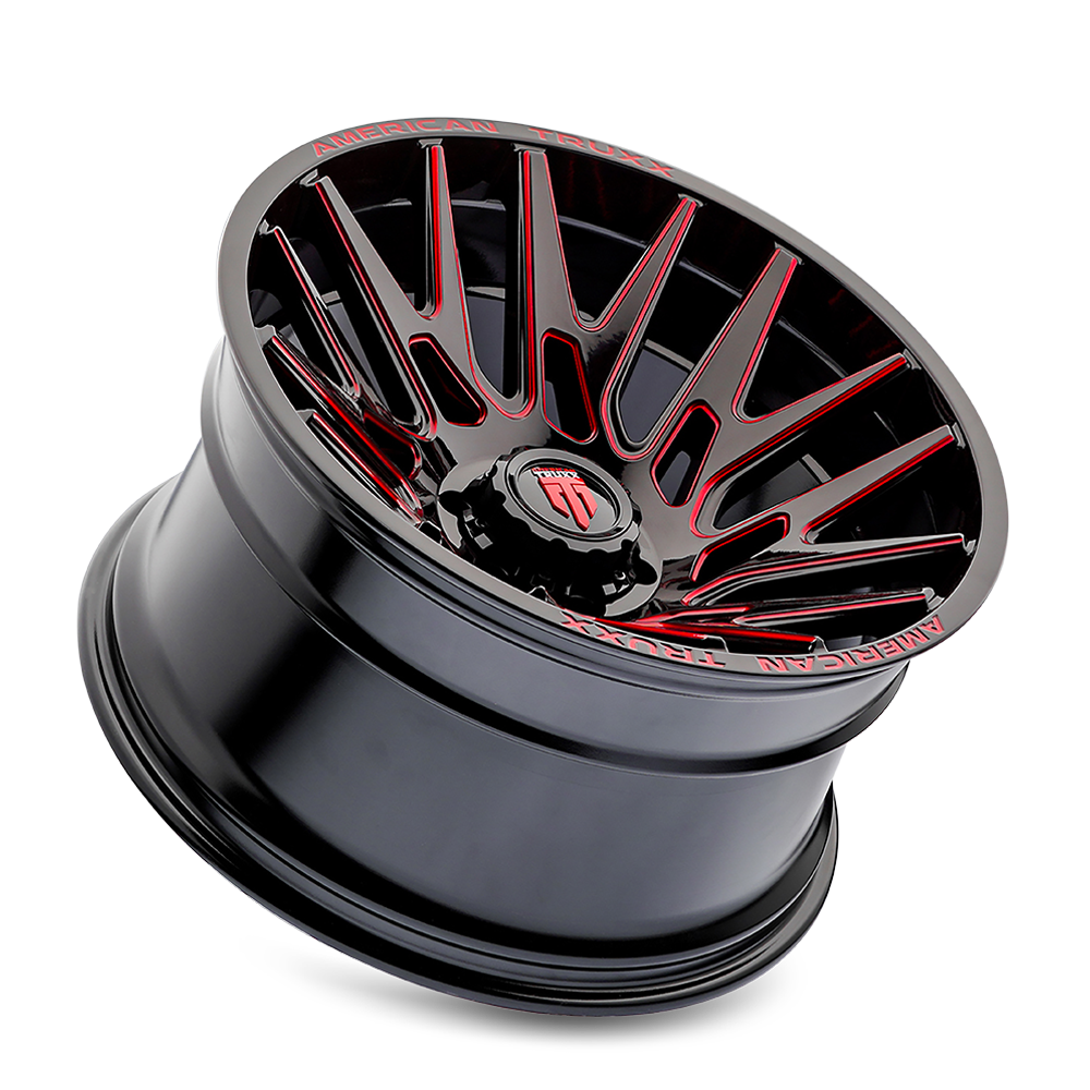 Evolution AT1919 Gloss Black Prizm Red 22X12 Off Road Wheels AT