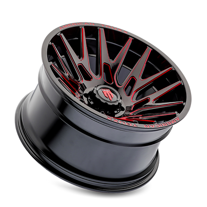 Evolution AT1919 Gloss Black Prizm Red 22X12 Off Road Wheels AT