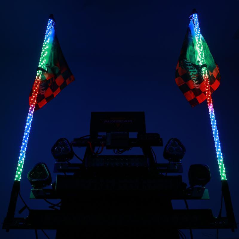 (2pcs/set) 3FT/4FT LED RGB Whip Lights with Turn Signal & Brake Light, Bluetooth APP/ Remote Control