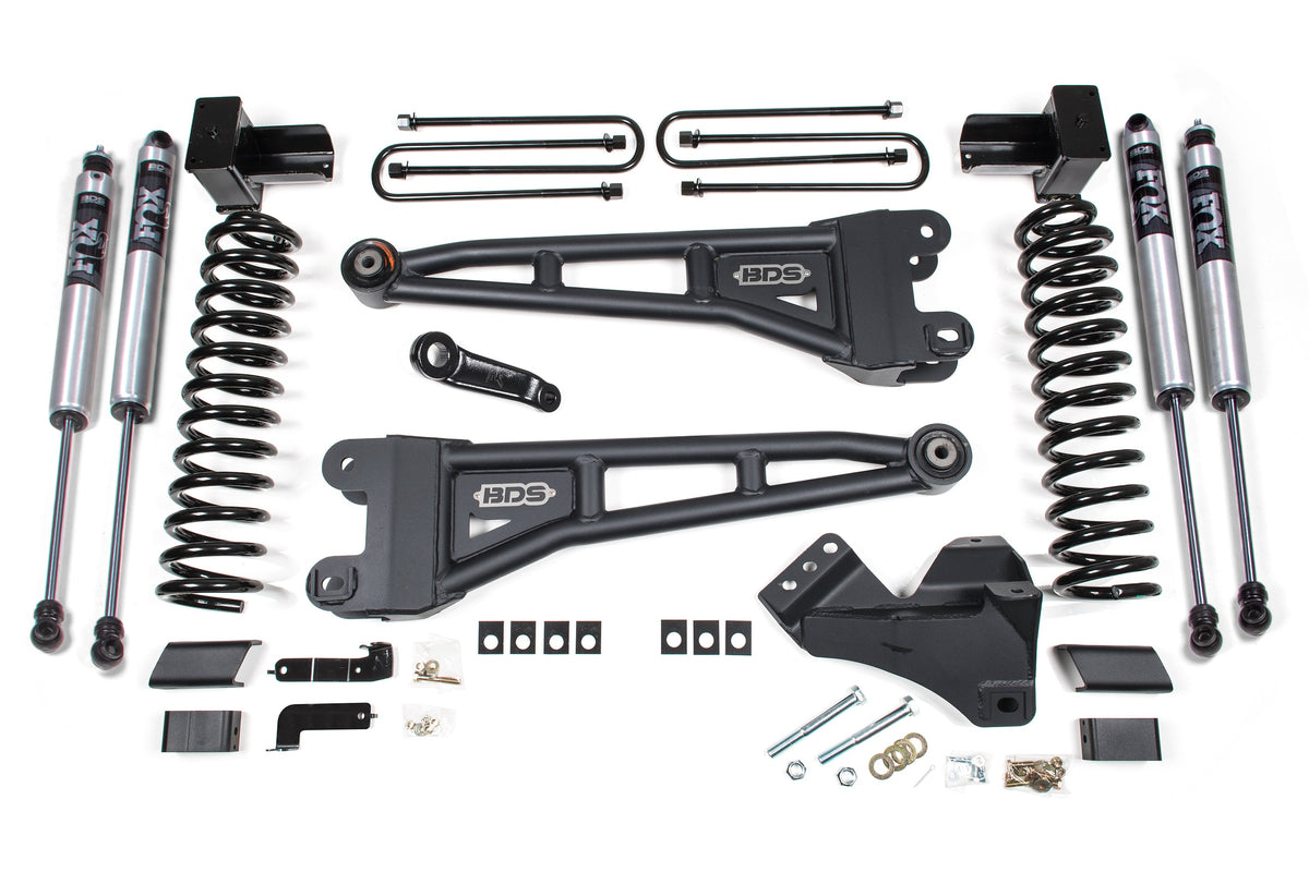 23-25 Ford F-450 4WD 4 Inch Radius Arm Suspension Lift Kit, 3.5 Inch Rear, Block - NX2 Nitro Series Shocks Front and Rear BDS Suspension