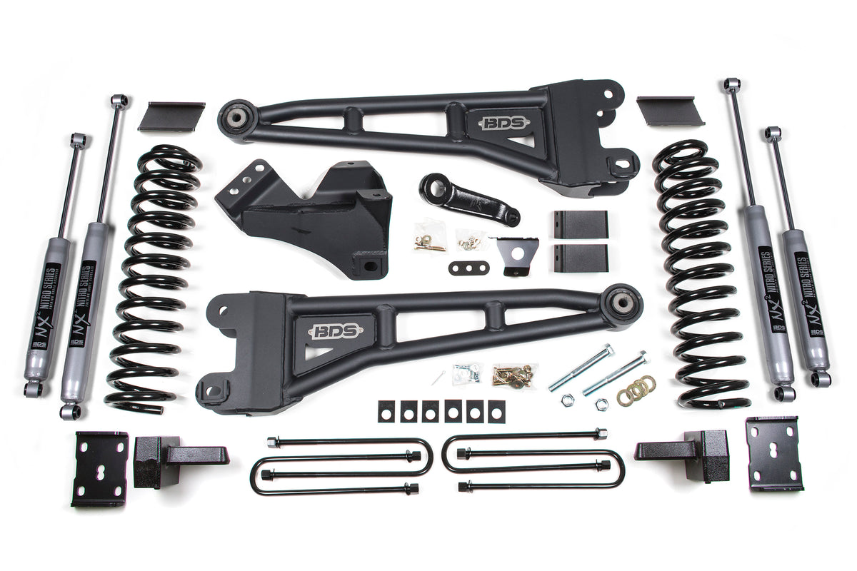 4 Inch Lift Kit w/ Radius Arm Ford F250/F350 Super Duty 11-16 4WD Gas Leaf Springs BDS Suspension