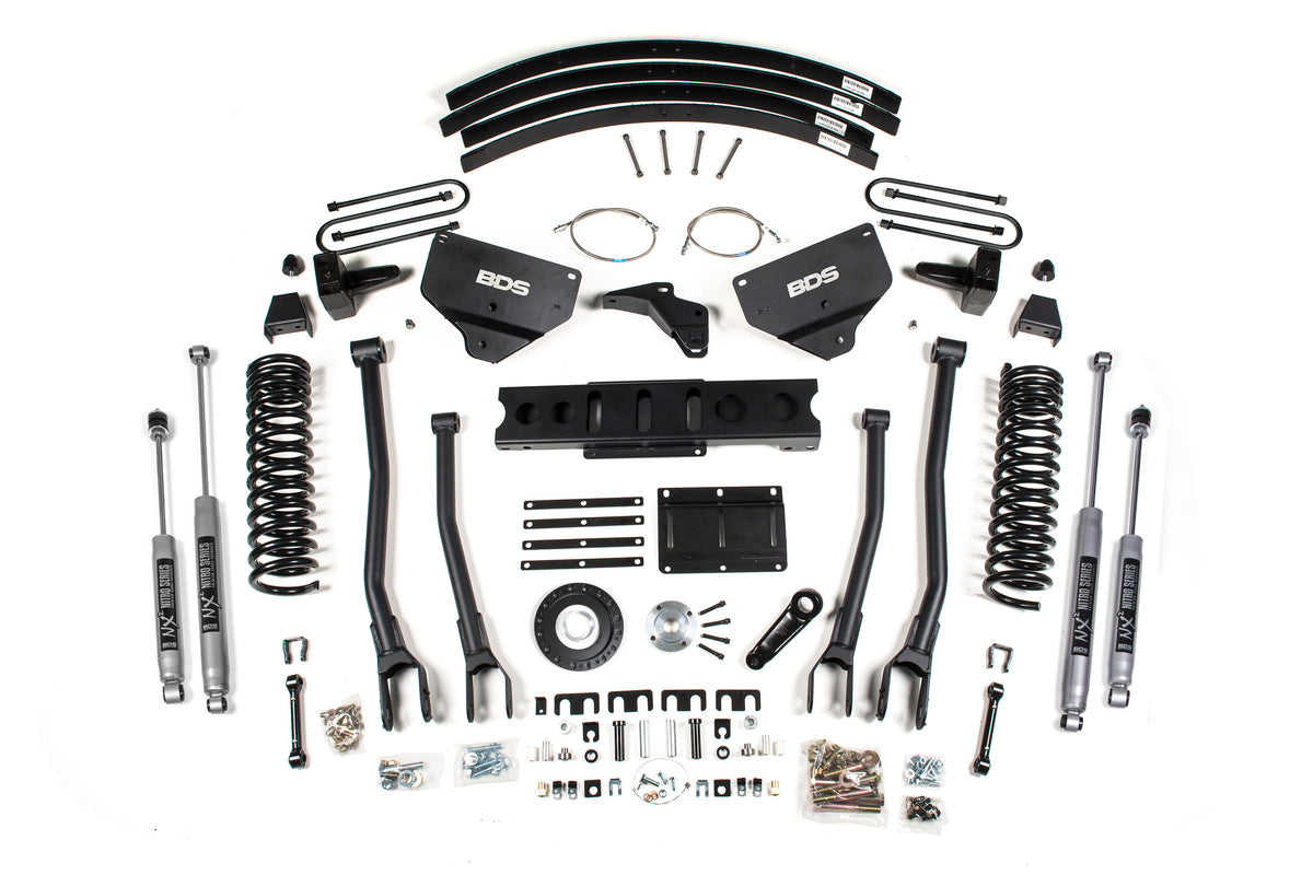 8 Inch Lift Kit w/ 4-Link Ram 3500 13-18 4WD Diesel Rear Lift Leaf Springs 6 Bolt Indexing Ring BDS Suspension