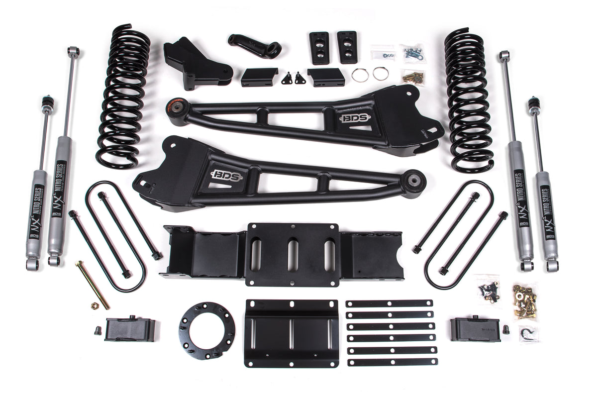 4 Inch Lift Kit w/ Radius Arm 3 Inch Rear Block Ram 3500 19-24 4WD Diesel Without Factory Rear Overload Leaf 8 Bolt BDS Suspension
