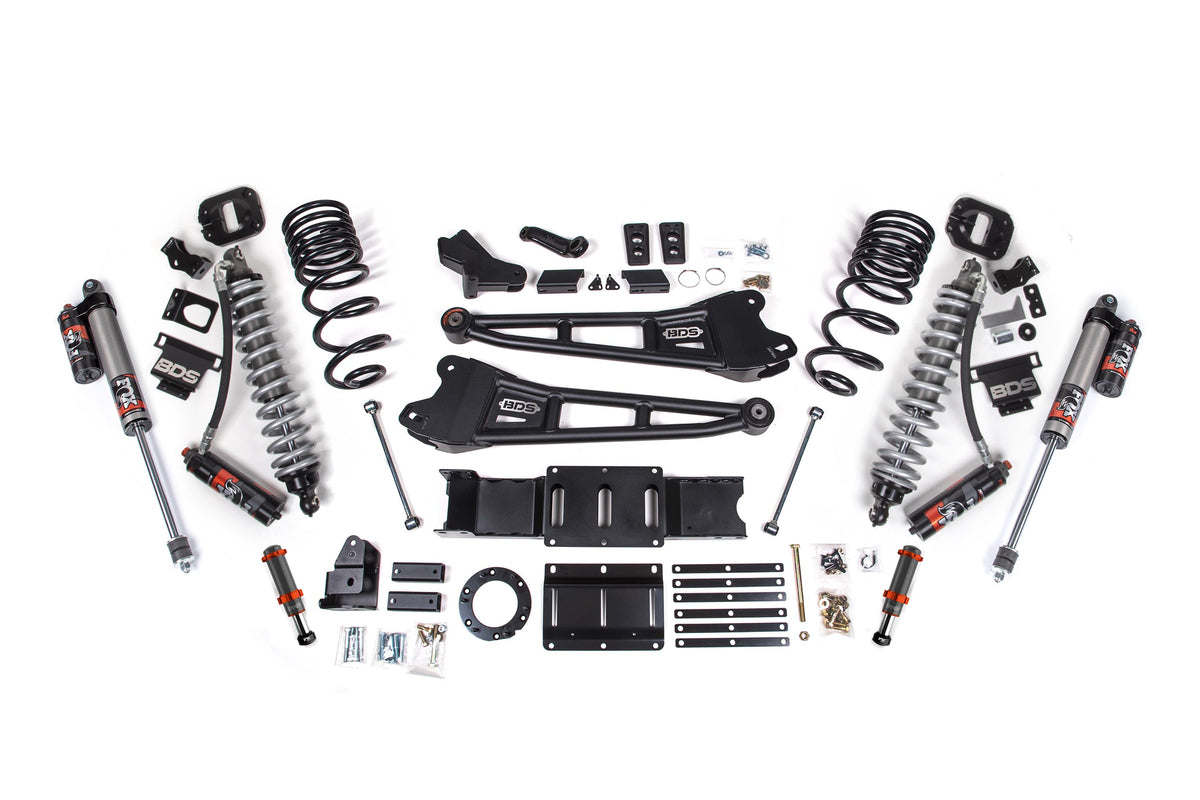 19-24 Ram 2500 4WD 4 Inch Radius Arm Suspension Lift Kit, 2.5 Inch Rear, Coil Spring, Diesel - Fox 2.5 Performance Elite Series C/O Front, FOX 2.0 Front Bump, Fox 2.5 Performance Elite Series Rear BDS Suspension
