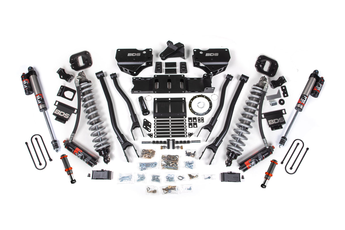 19-24 Ram 3500 4WD 4 Inch 4-Link Suspension Lift Kit, 2 Inch Rear, Block w/o Overload, 8 Bolt Diesel - Fox 2.5 Performance Elite Series C/O Front, FOX 2.0 Front Bump, Fox 2.5 Performance Elite Series Rear BDS Suspension