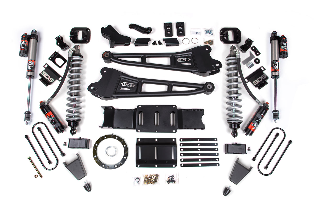 19-24 Ram 3500 4WD 4 Inch Radius Arm Suspension Lift Kit, 2 Inch Rear, Block w/o Overload, 8 Bolt Diesel - Fox 2.5 Performance Elite Series C/O Front, Fox 2.5 Performance Elite Series Rear BDS Suspension