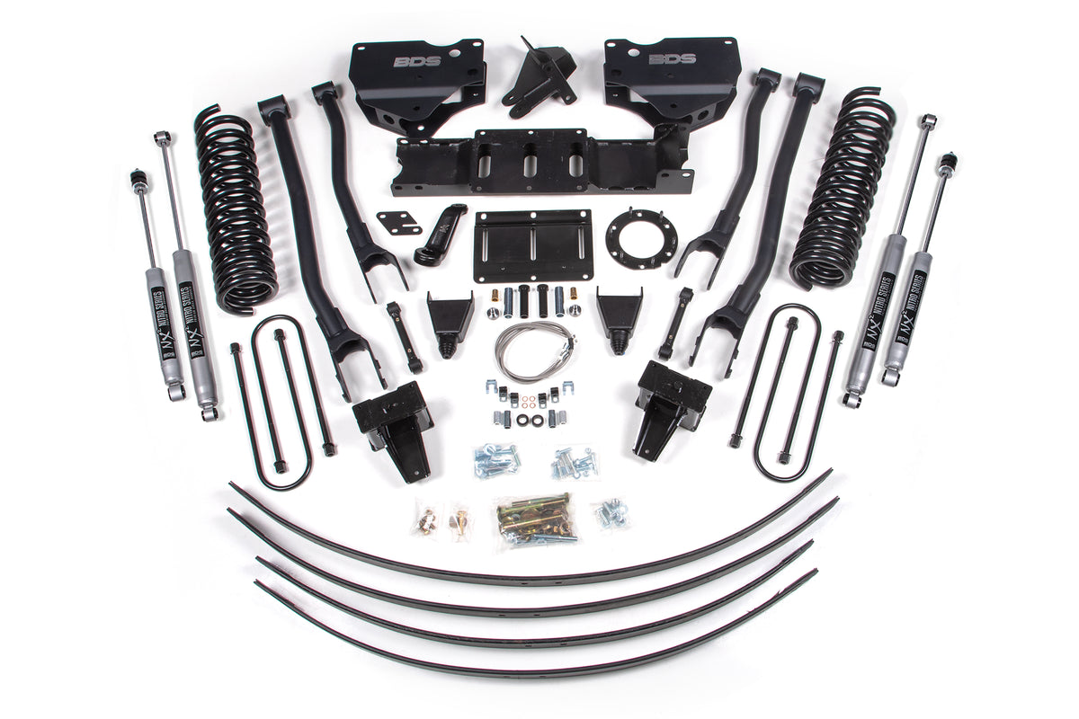 8 Inch Lift Kit w/ 4-Link Ram 3500 19-24 4WD Diesel With Factory Rear Overload Leaf 6 Bolt BDS Suspension
