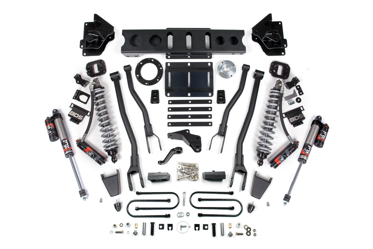13-18 Ram 3500 4WD 4 Inch 4-Link Suspension Lift Kit, 2 Inch Rear, Block, 6 Bolt Diesel - Fox 2.5 Performance Elite Series C/O Front, Fox 2.5 Performance Elite Series Rear BDS Suspension