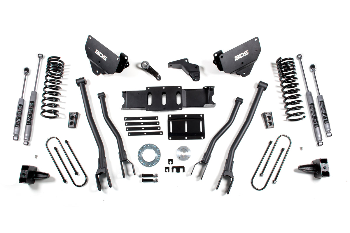 6 Inch Lift Kit w/ 4-Link Ram 3500 13-18 4WD Diesel 4 Inch Block 8 Bolt Indexing Ring BDS Suspension