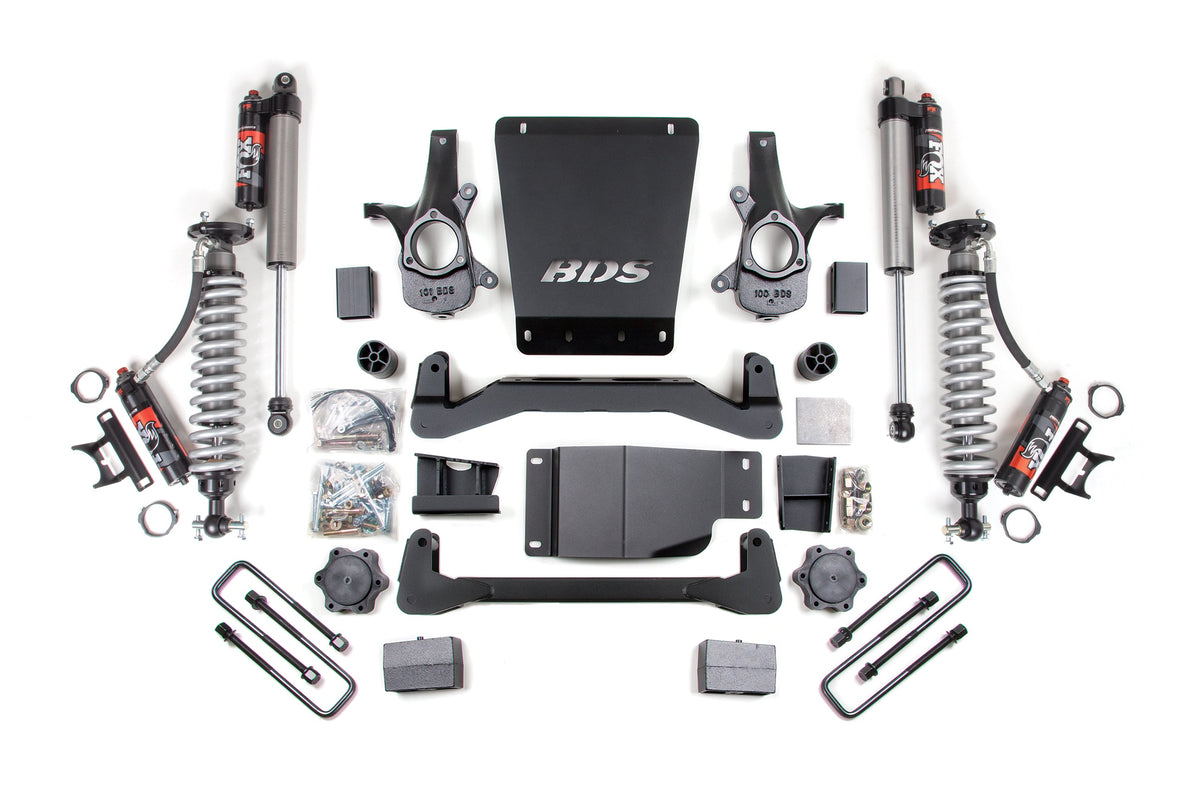 4 Inch Lift Kit FOX 2.5 Performance Elite 5 Inch Coil-Over 07-13 Silverado/Sierra 1500 BDS Suspension