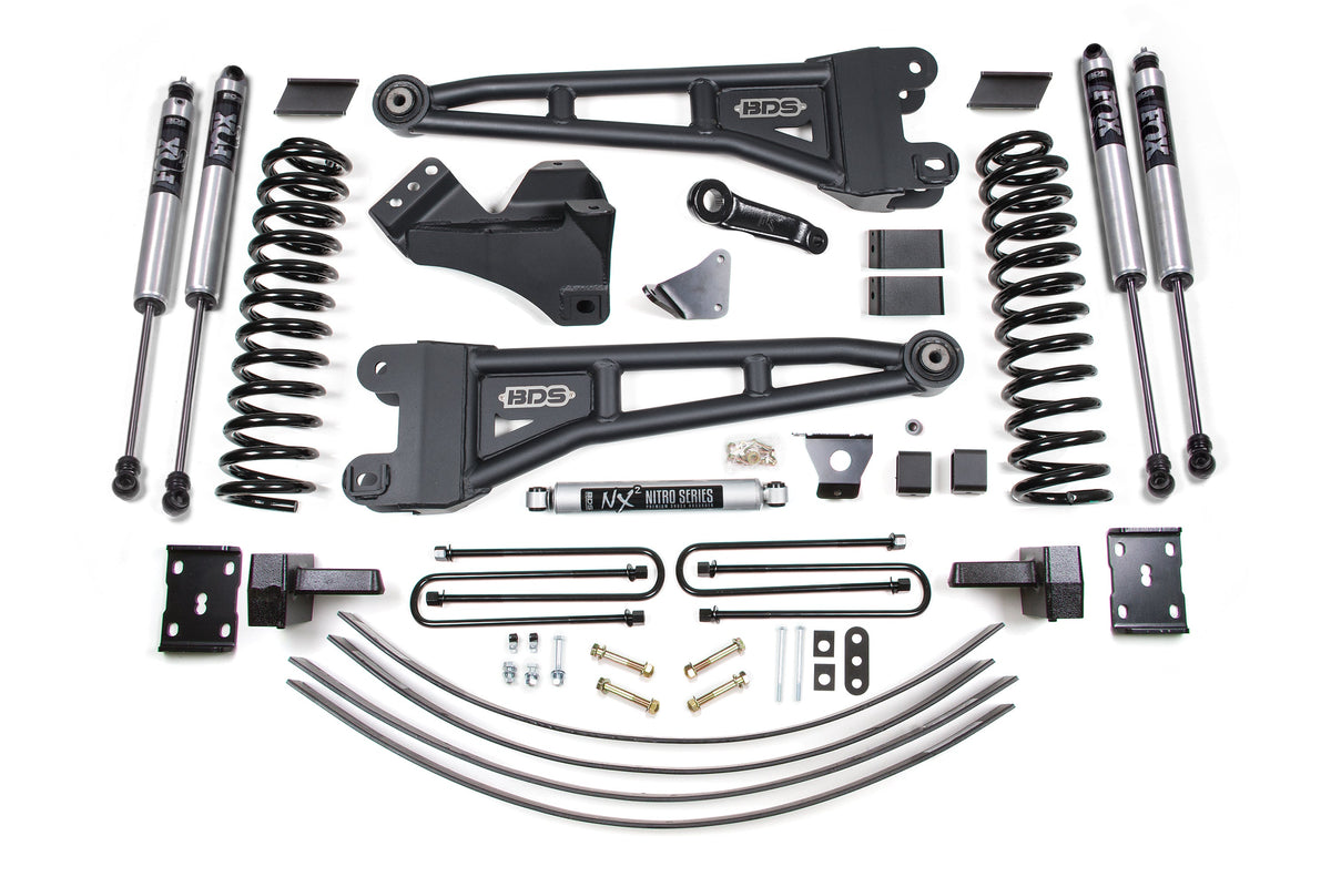 6 Inch Lift Kit w/ Radius Arm Ford F250/F350 Super Duty 05-07 4WD Gas 4 Inch Block Add A Leaf Without Overload BDS Suspension