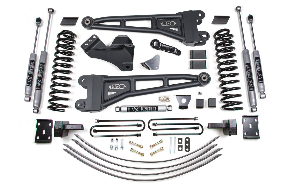 6 Inch Lift Kit w/ Radius Arm Ford F250/F350 Super Duty 05-07 4WD Gas 4 Inch Block Add A Leaf Without Overload BDS Suspension