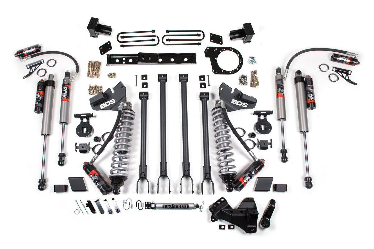 6 Inch Lift Kit w/ 4-Link FOX 2.5 Performance Elite Coil-Over Conversion Ford F250/F350 Super Duty 17-19 4WD Diesel Block Kit BDS Suspension