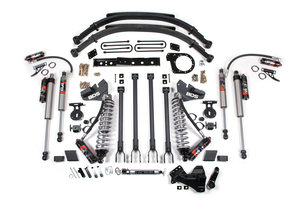 7 Inch Lift Kit w/ 4-Link FOX 2.5 Performance Elite Coil-Over Conversion Ford F250/F350 Super Duty 20-22 4WD Diesel BDS Suspension