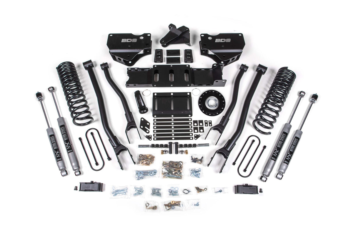 25-26 Ram 3500 (Gas) 4 Inch 4-Link Suspension Lift Kit W/ Indexing Ring, 3 Inch Rear Lift w/ Overload, Block BDS Suspension
