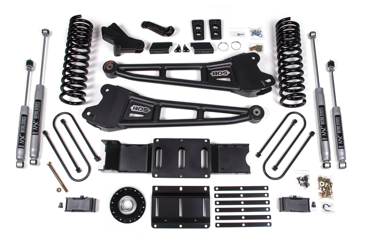 25-26 Ram 3500 (Gas) 4 Inch Radius Arm Suspension Lift Kit W/ Indexing Ring, 2 Inch Rear Lift w/o Overload, Block BDS Suspension
