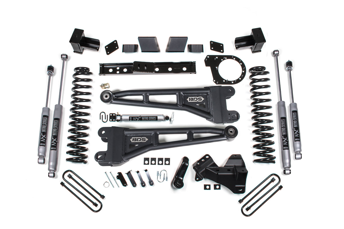 23-26 Ford F-250/F-350 SRW 4WD 7 Inch Radius Arm Suspension Lift Kit, 4.5 Inch Rear, Block, Diesel - Fox 2.5 Performance Elite Series Front and Rear BDS Suspension