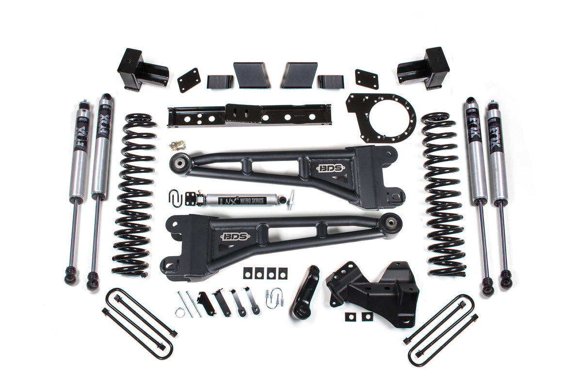23-26 Ford F-250/F-350 SRW 4WD 7 Inch Radius Arm Suspension Lift Kit, 4.5 Inch Rear, Block, Diesel - NX2 Nitro Series Shocks Front and Rear BDS Suspension