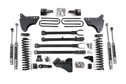 6 Inch Lift Kit w/ 4-Link Ford F250/F350 Super Duty 05-07 4WD Diesel 3 Inch Block Plus Add A Leaf Without Overload BDS Suspension
