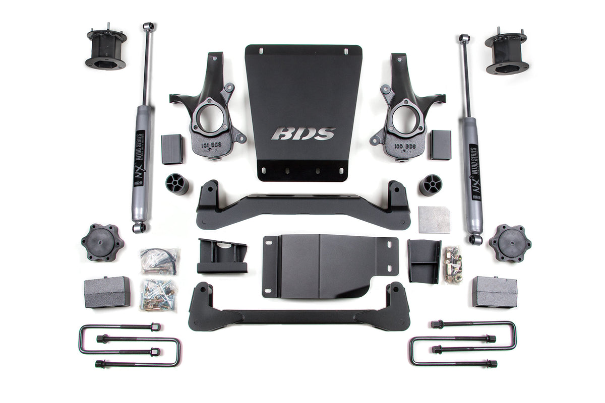 07-13 Chevrolet Silverado 1500 - GMC Sierra 1500 4WD 4.5 Inch Suspension Lift Kit, 4 Inch Rear Lift, Leaf Spring, Fox 2.0 IFP Performance Series Shocks BDS Suspension