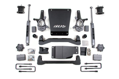 07-13 Chevrolet Silverado 1500 - GMC Sierra 1500 4WD 4.5 Inch Suspension Lift Kit, 4 Inch Rear Lift, Leaf Spring, Fox 2.0 IFP Performance Series Shocks BDS Suspension