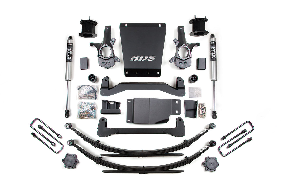 07-13 Chevrolet Silverado 1500 - GMC Sierra 1500 4WD 4.5 Inch Suspension Lift Kit, 4 Inch Rear Lift, Leaf Spring, NX2 Nitro Series Shocks BDS Suspension
