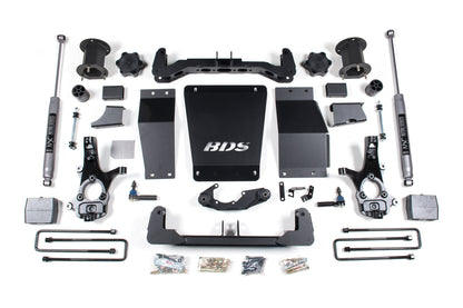 14-18 Chevrolet Silverado 1500 - GMC Sierra 1500 4WD 6.5 Inch Suspension Lift Kit (Cast Steel), 4 Inch Rear Lift, Block, NX2 Nitro Series Shocks BDS Suspension