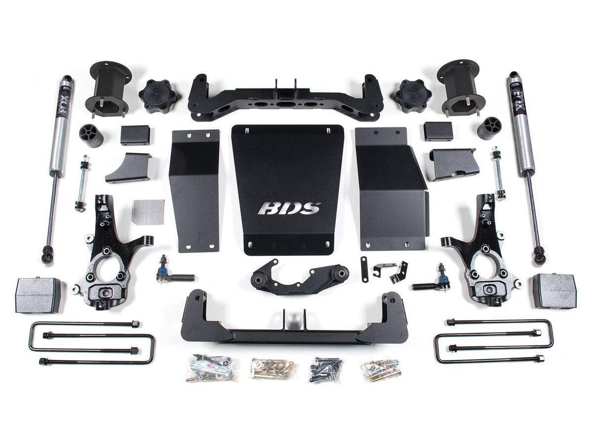 14-18 Chevrolet Silverado 1500 - GMC Sierra 1500 4WD 6.5 Inch Suspension Lift Kit (Aluminum / Stamped Steel), 4 Inch Rear Lift, Block, Fox 2.0 IFP Performance Series Shocks BDS Suspension