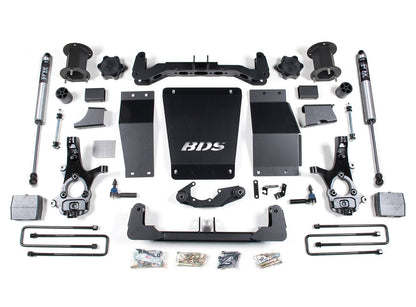 14-18 Chevrolet Silverado 1500 - GMC Sierra 1500 4WD 6.5 Inch Suspension Lift Kit (Aluminum / Stamped Steel), 4 Inch Rear Lift, Block, Fox 2.0 IFP Performance Series Shocks BDS Suspension