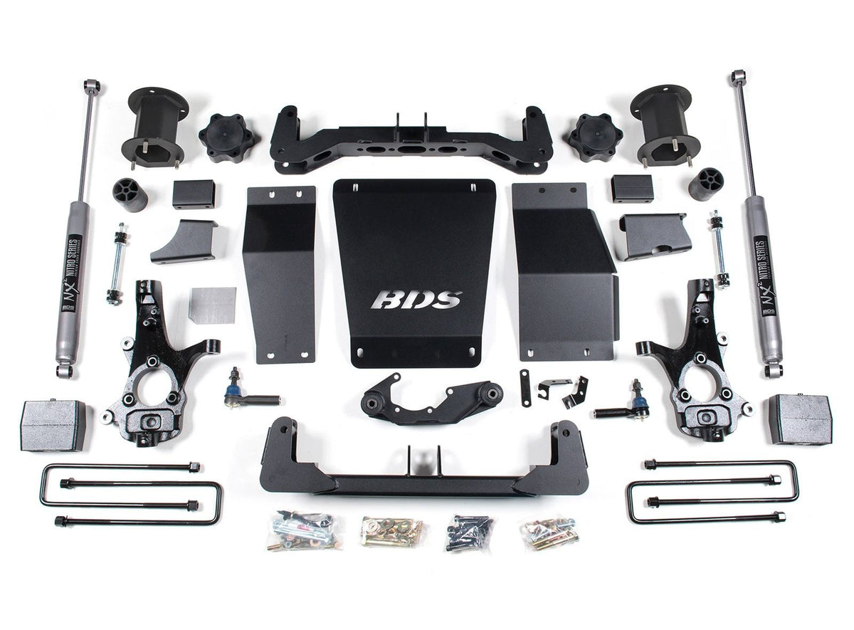14-18 Chevrolet Silverado 1500 - GMC Sierra 1500 4WD 6.5 Inch Suspension Lift Kit (Aluminum / Stamped Steel), 4 Inch Rear Lift, Block, NX2 Nitro Series Shocks BDS Suspension