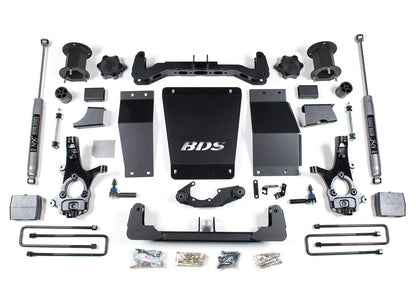 14-18 Chevrolet Silverado 1500 - GMC Sierra 1500 4WD 6.5 Inch Suspension Lift Kit (Aluminum / Stamped Steel), 4 Inch Rear Lift, Block, NX2 Nitro Series Shocks BDS Suspension