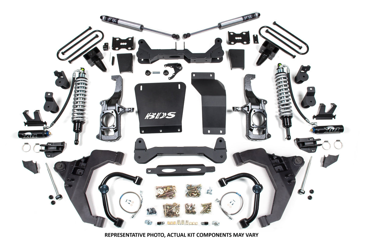 11-19 Chevrolet Silverado 2500HD/3500HD - GMC Sierra 2500HD/3500HD 4WD 6.5 Inch Coilover Conversion Kit, 5 Inch Rear Lift, Block w/o Overload - Fox 2.5 Performance Elite Series C/O, Fox 2.5 Performance Elite Series Shocks BDS Suspension