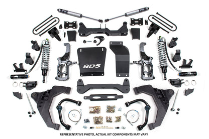 11-19 Chevrolet Silverado 2500HD/3500HD - GMC Sierra 2500HD/3500HD 4WD 6.5 Inch Coilover Conversion Kit, 5 Inch Rear Lift, Block w/o Overload - Fox 2.5 Performance Elite Series C/O, Fox 2.5 Performance Elite Series Shocks BDS Suspension