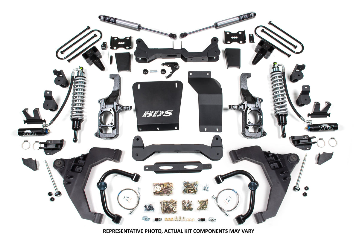 11-19 Chevrolet Silverado 2500HD/3500HD - GMC Sierra 2500HD/3500HD 4WD (Diesel) 6.5 Inch Coilover Conversion Kit, 3 Inch Rear Lift, Block with Overload - Fox 2.5 Performance Elite Series C/O, Fox 2.5 Performance Elite Series Shocks BDS Suspension