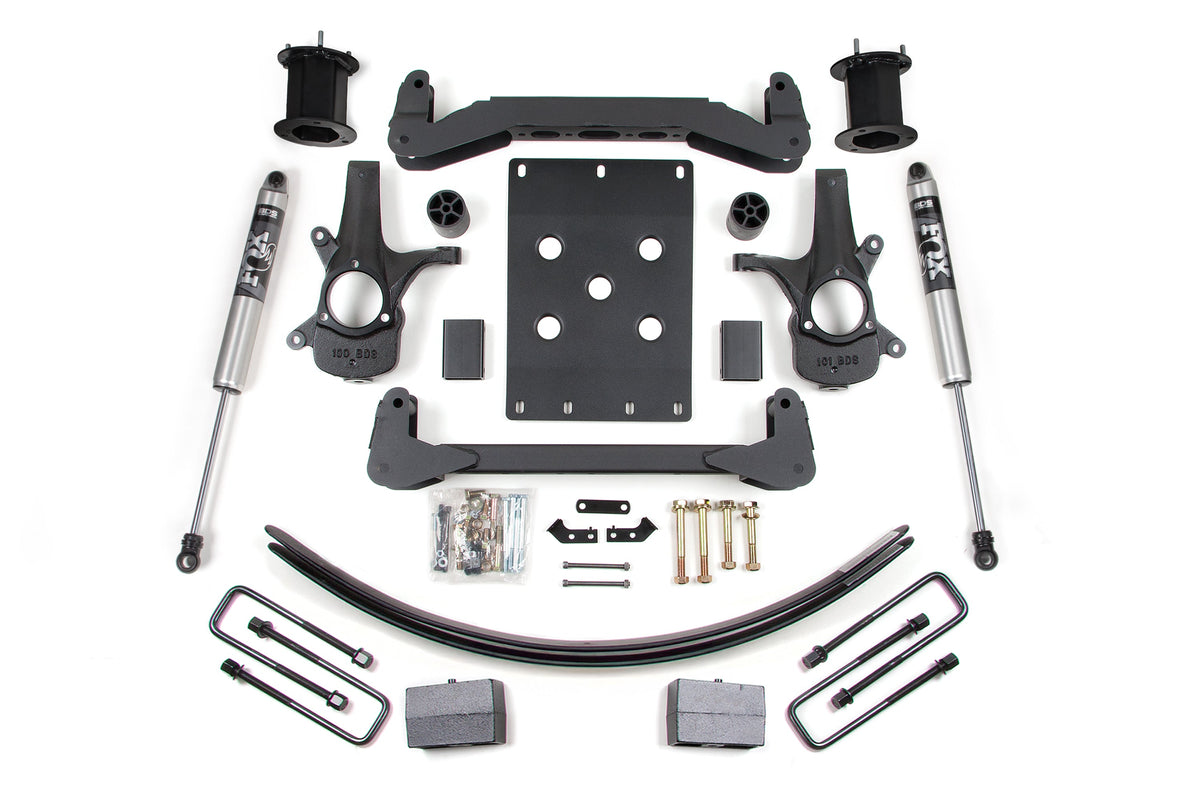 07-13 Chevrolet Silverado 1500 - GMC Sierra 1500 2WD 6 Inch Suspension Lift Kit, 4.5 Inch Rear Lift, Block and Add-A-Leaf, NX2 Nitro Series Shocks BDS Suspension